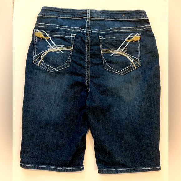 Philanthropic Denim Womens 22 Blue Dark Wash Denim Mid Rise Bermuda Shorts - Picture 1 of 10